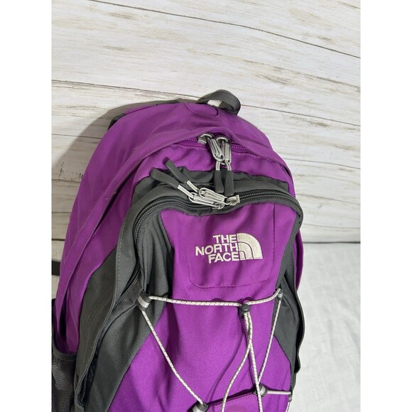 North Face Jester Backpack Hiking Camping Bag Purple Gray Womens Girls sleeping main image 12